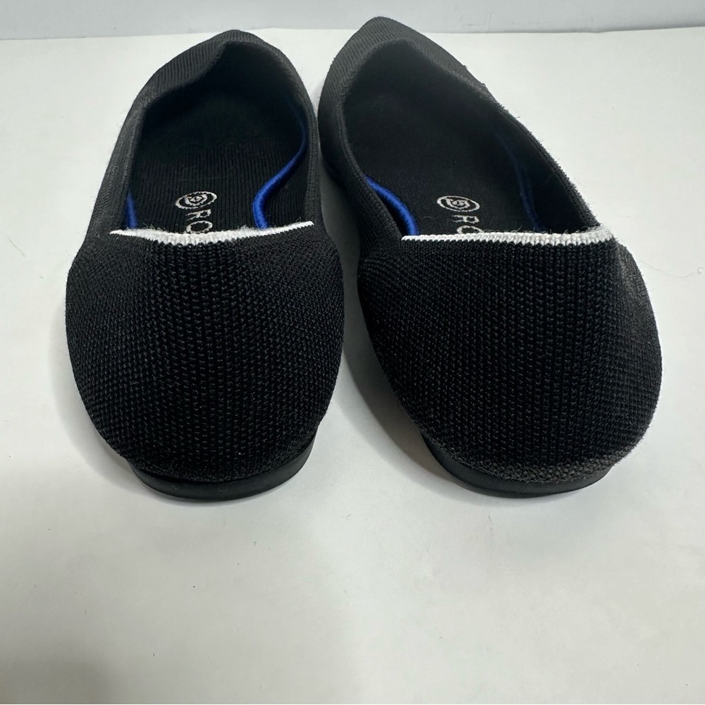 Rothy's Black Pointed Flats with Blue Trim - Picture 5 of 7